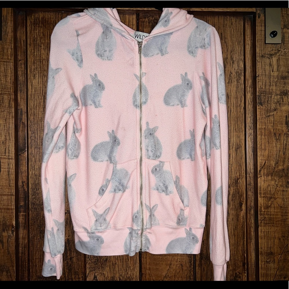 Wildfox Snow Buns Track Jacket in Pink Size Medium 🐰💕 - Picture 2 of 4